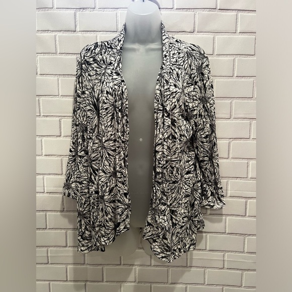 SAG HARBOR women open front floral light cardigan/size M - Picture 2 of 8